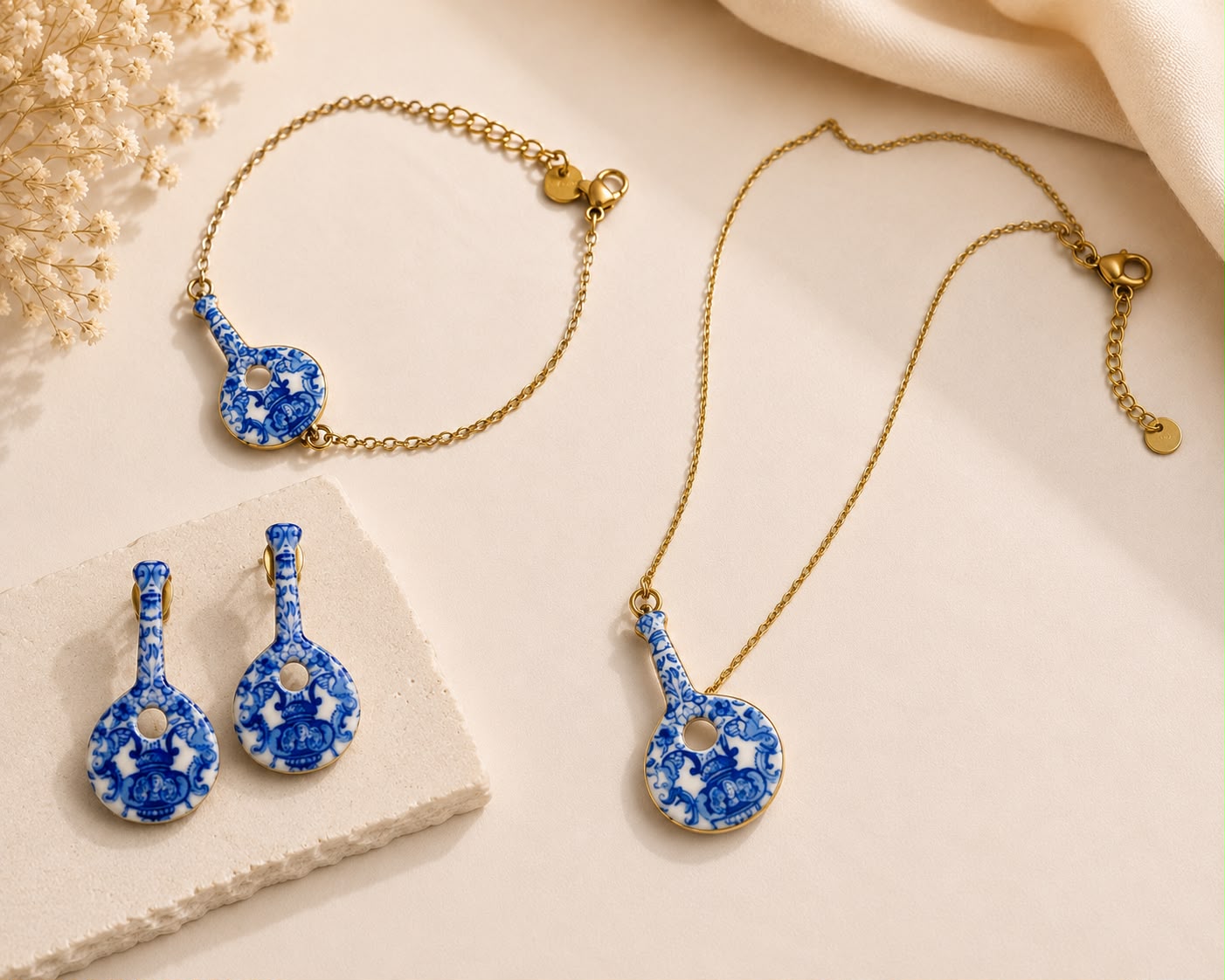 Conjunto Guitarra Portuguesa – Colar, Pulseira e Brincos